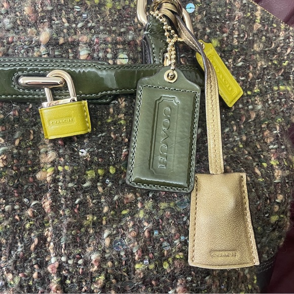 Authentic Rare COACH Chelsea Boucle Green Tweed Emerson Satchel Purse - Picture 4 of 14